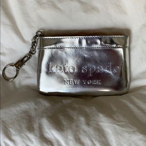 Kate Spade Silver Leather Key Ring Pouch